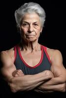 Muscular Elderly Woman Portrait Strong and Beautiful photo