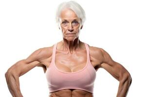 Muscular Elderly Woman Portrait Strong and Beautiful photo