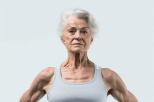 Muscular Elderly Woman Portrait Strong and Beautiful photo