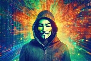 anónimo hacker retrato la seguridad cibernética y cibercrimen concepto foto