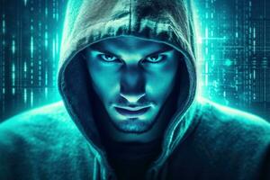 Anonymous Hacker Portrait Cybersecurity and Cybercrime Concept photo