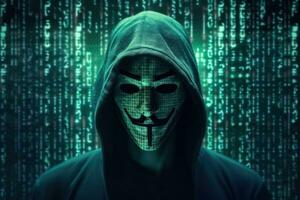 Anonymous Hacker Portrait Cybersecurity and Cybercrime Concept photo