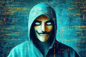 Anonymous Hacker Portrait Cybersecurity and Cybercrime Concept photo