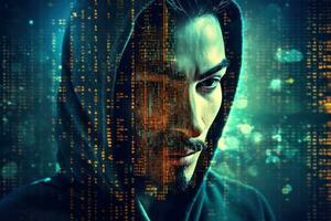 Anonymous Hacker Portrait Cybersecurity and Cybercrime Concept photo