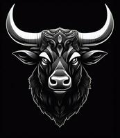 Black and White Bull Logo for Brand Names AI Generated photo