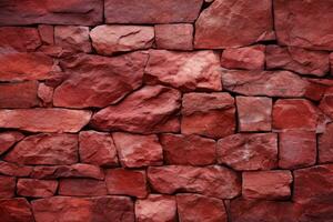 Red Stone Wall Texture Background with Naturalistic Light AI Generated photo