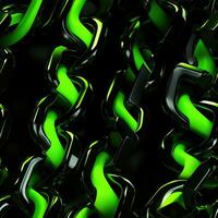 Abstract Black and Neon Green Chrome Y2K Shapes with 3D Chains AI Generated photo