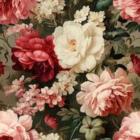 Nostalgic Floral Seamless Pattern AI Generated photo