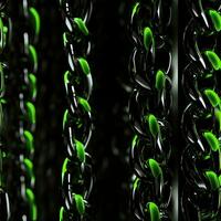 Abstract Black and Neon Green Chrome Y2K Shapes with 3D Chains AI Generated photo