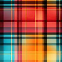 Bright and Colourful Plaid Seamless Pattern AI Generated photo