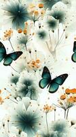 Simple Butterfly Seamless Pattern with Silver Flakes AI Generated photo