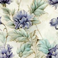 Shabby Chic Faded Watercolor in the Style of Faience Technique AI Generated photo
