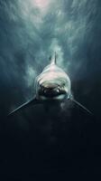 Double Exposure Shark on Dark Background Generative AI photo