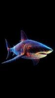 Glitchy Shark in Dark Waters Generative AI photo