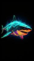 Glitchy Shark in Dark Waters Generative AI photo