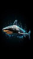 Glitchy Shark in Dark Waters Generative AI photo