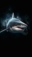 Realistic Shark on Dark Background AI Generated photo
