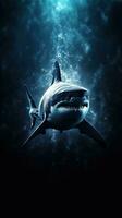 Silhouette of a Shark on Dark Background Generative AI photo