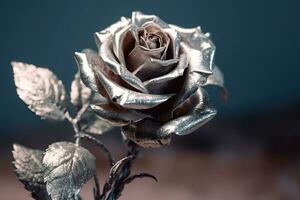 Silver Rose Artwork Cinematic Shot AI Generated photo