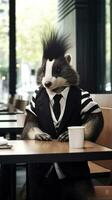 Skunk in a Business Suit in a WoodlandThemed Office AI Generated photo