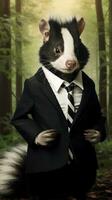 Skunk in a Business Suit in a WoodlandThemed Office AI Generated photo