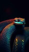 Abstract Snake on Dark Background Generative AI photo