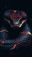 Serpentine Collage on Dark Background Generative AI photo
