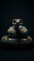 Grungeon Snake on Dark Background Generative AI photo