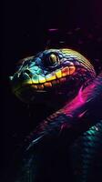 Glitch Art Snake on Dark Background AI Generated photo