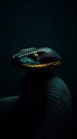 Minimalist Snake on Dark Background Generative AI photo