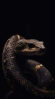 Vintage Snake on Dark Background Generative AI photo