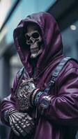 Street Style of Skeletor with Watch Backlight AI Generated photo