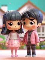 Super Cute Couple in Spring Pastel Color Mockup AI Generated photo