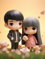 Super Cute Couple in Spring Pastel Color Mockup AI Generated photo