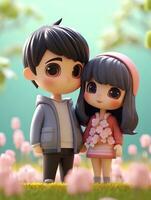 Super Cute Couple in Spring Pastel Color Mockup AI Generated photo