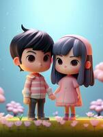 Super Cute Couple in Spring Pastel Color Mockup AI Generated photo