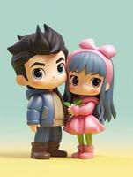 Super Cute Couple in Spring Pastel Color Mockup AI Generated photo