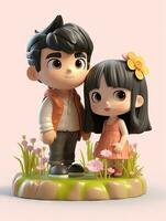 Super Cute Couple in Spring Pastel Color Mockup AI Generated photo