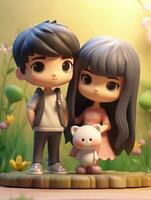 Super Cute Couple in Spring Pastel Color Mockup AI Generated photo