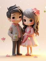 Super Cute Couple in Spring Pastel Color Mockup AI Generated photo