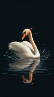 Cartoon Swan on Dark Background Generative AI photo