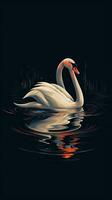 Whimsical Swan Illustration on Dark Background Generative AI photo