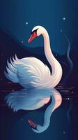 Cartoon Swan on Dark Background Generative AI photo