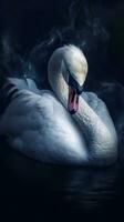 agraciado cisne en oscuro grungeon antecedentes generativo ai foto