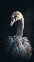 Graceful Swan in Dark Grungeon Background Generative AI photo