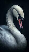 realista cisne en oscuro antecedentes ai generado foto