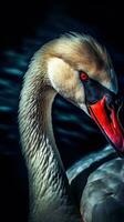 Pop Art Swan on Dark Background Generative AI photo