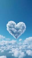 corazón conformado nube en azul cielo ai generado foto