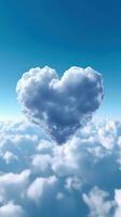 corazón conformado nube en azul cielo ai generado foto