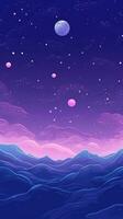 Cute Wallpaper of Sky Planets and Stars in Light Violet Flat Chromatic Style AI Generated photo